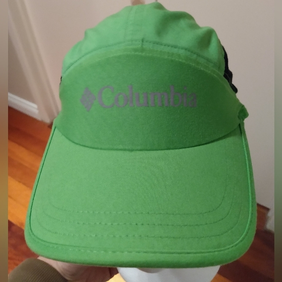 Columbia 5 Panel Floppy Cycling Sport Neon Green Adjustable Men's Nylon Cap Hat - Picture 7 of 12